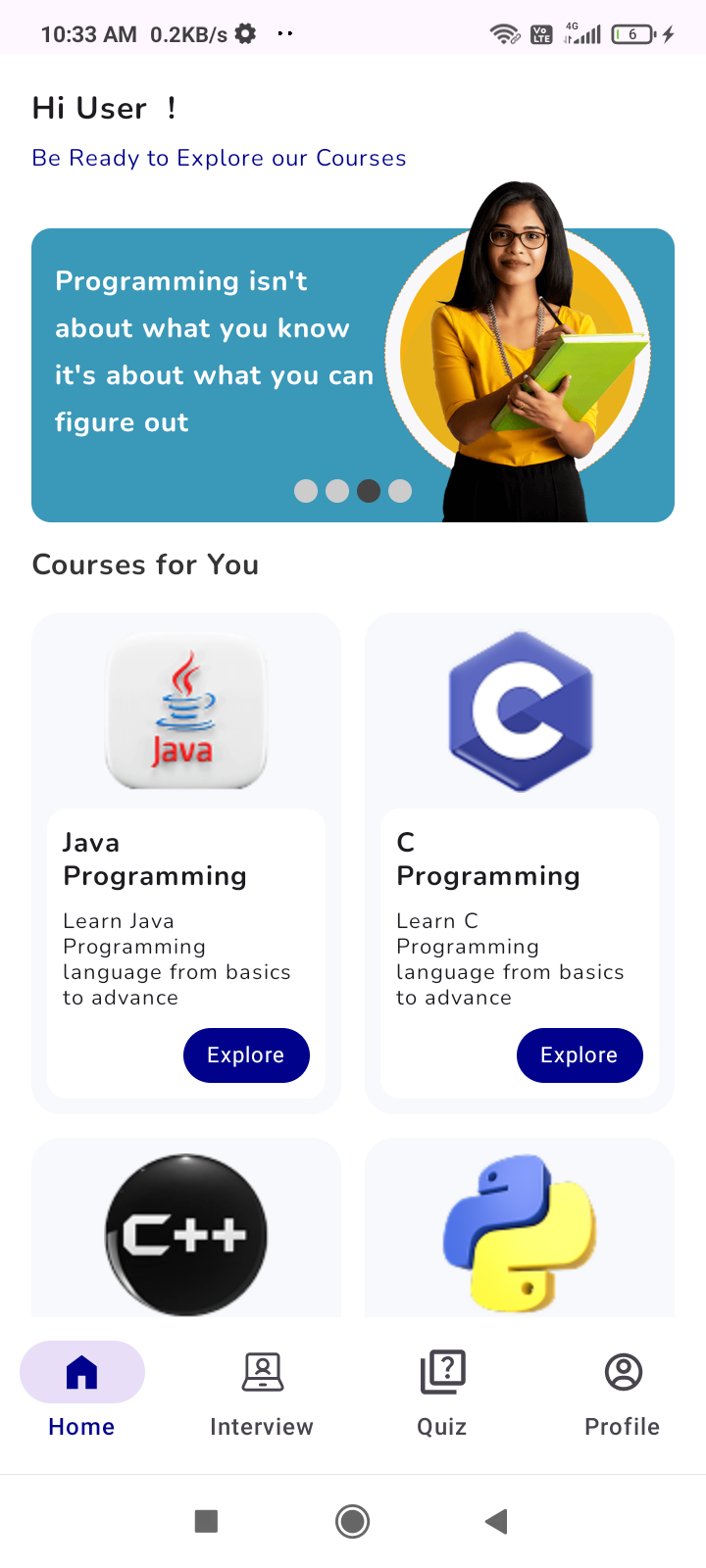 Programming Buddy App Interface
